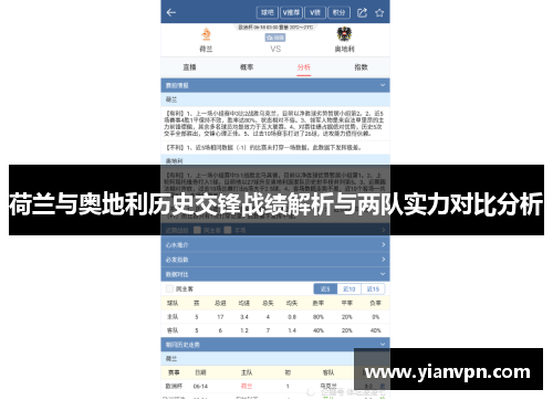 荷兰与奥地利历史交锋战绩解析与两队实力对比分析